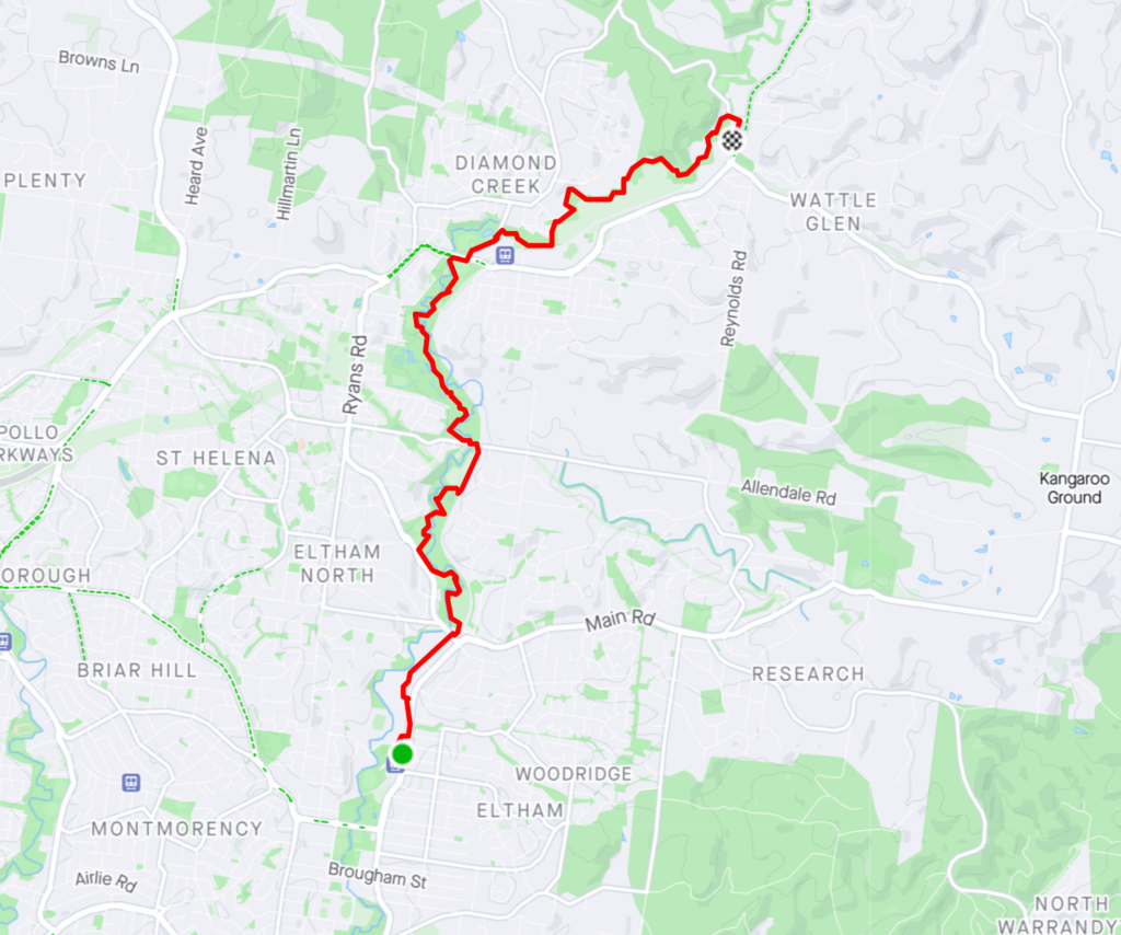 Eltham to Wattle Glen walk map